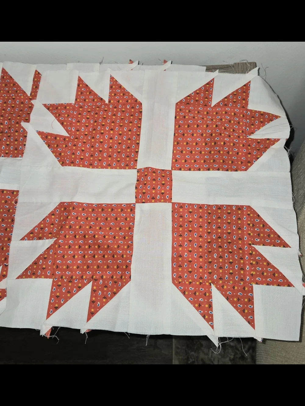 2 Piece Vintage Patchwork Pattern Maple Leaf Quilt Repurpose 14.5